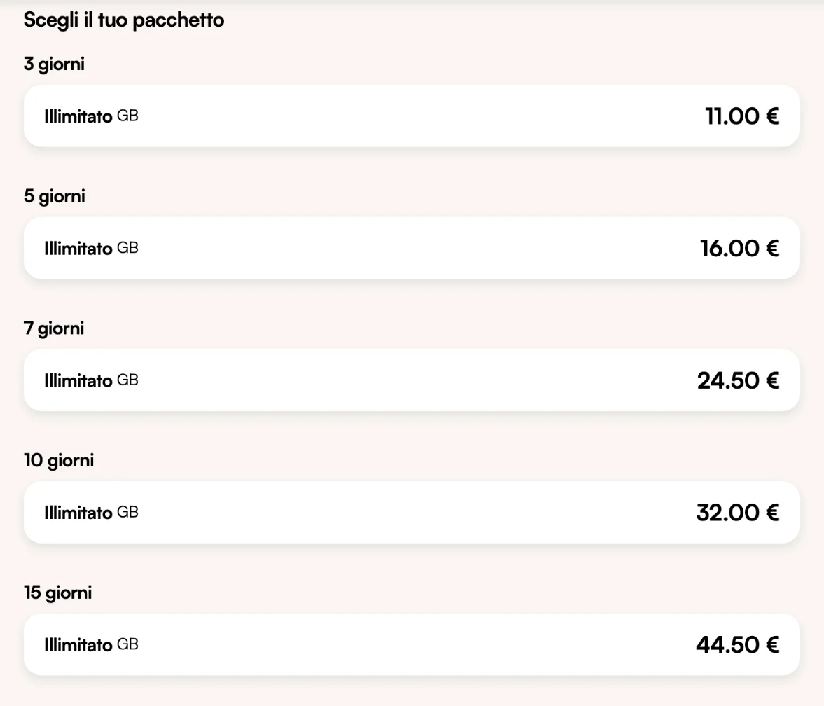 Piani illimitati Airalo per il Giappone da 3 a 15 giorni, da 11,00 € a 44,50 €